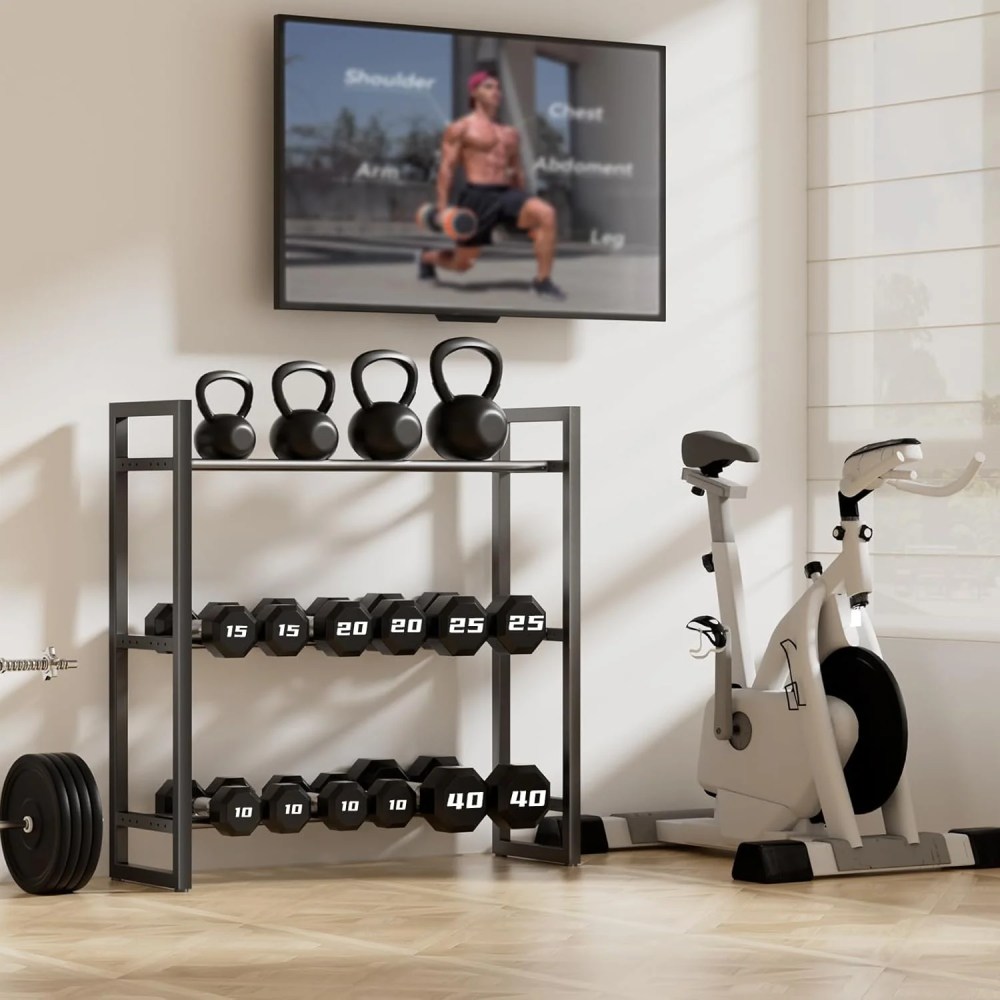 Niffgaff 3 Tier Dumbbell Rack Weight Rack Stand Only for Home Gym Storage Organizing Dumbbells Up to 390 lb Capacity - Image 2