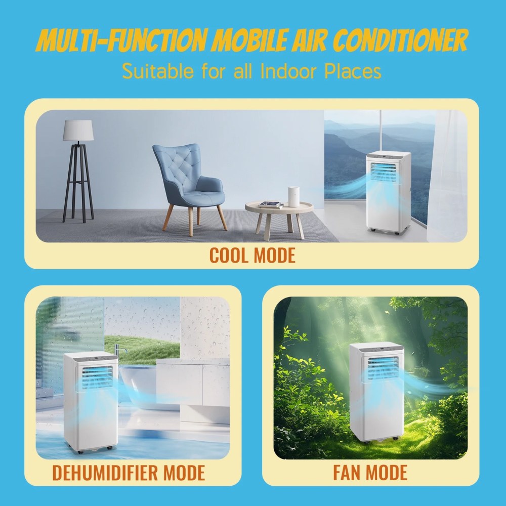 WANAI Portable Air Conditioner,8000 BTU AC Units with Cooling,Fan,Dehumidifier,Sleep Mode,Remote Control - Image 5