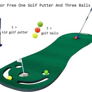 Crestgolf 78in Putting Green Mats Set for Golf Putting Use,  Included 29in Golf Putter,  3 Golf Balls,  Training Aid Put Cup&Flags