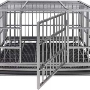 Confote 47 Inch Heavy Duty Dog Crates for Meduim Dogs, Puppy Dog Cage with Double Door and Removable Tray Pan