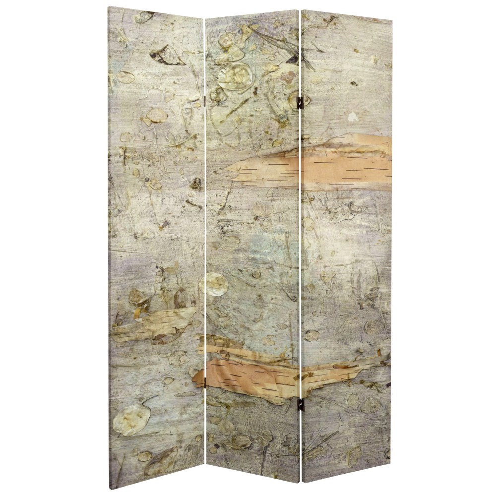 Red Lantern 6 ft. Tall Pale Forest Canvas Folding Room Divider - 3 Panel, Natural Wood Frame