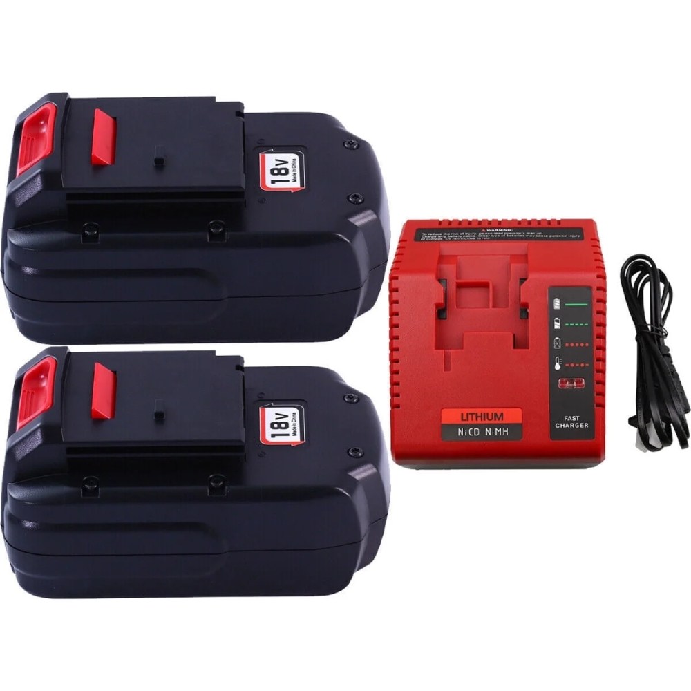 18V Replacement Charger Compatible with PCXMVC PCMVC for Porter Cable Cordless Power Tool Li-ion NiCd NiMh Battery,Upgraded 2 Pack 18V 4500mAh Replacement Battery
