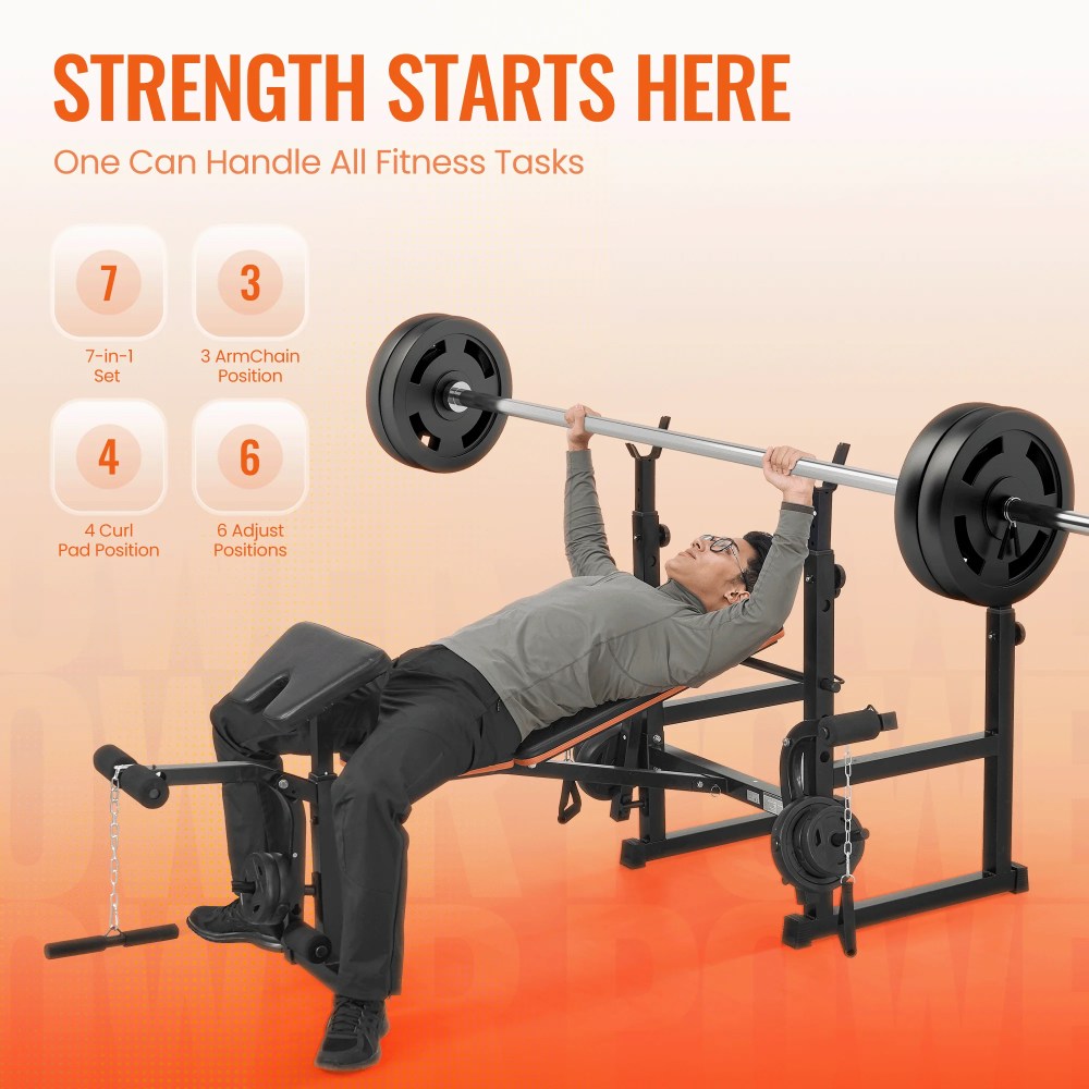 GASKY Adjustable Weight Bench 600lbs 7-in-1 Foldable Multi-Function Workout Bench Set with 2 Barbell Rack & Leg Extension for Full Body Strength Training Home/Gym Gifts for Him - Image 4