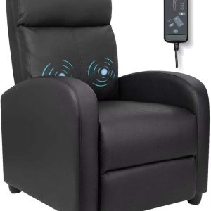 Vineego Massage Sofa Chair, Adjustable Recliner Home Theater Seating with PU Leather Padded Backrest and Thick Seat Cushion , Black