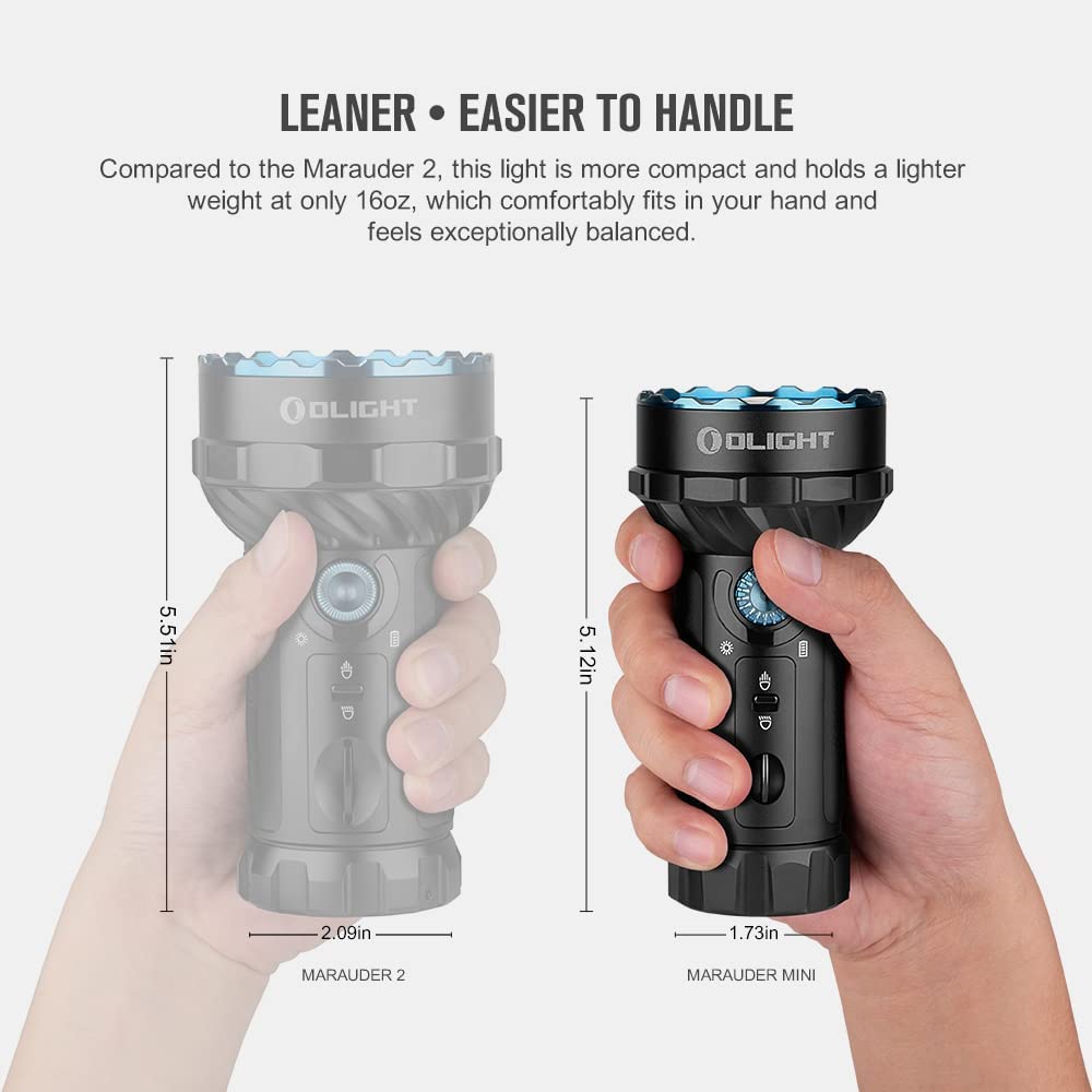 Olight Marauder Mini 7000 Lumens LED Super Bright Rechargeable Flashlight, Black - Image 8