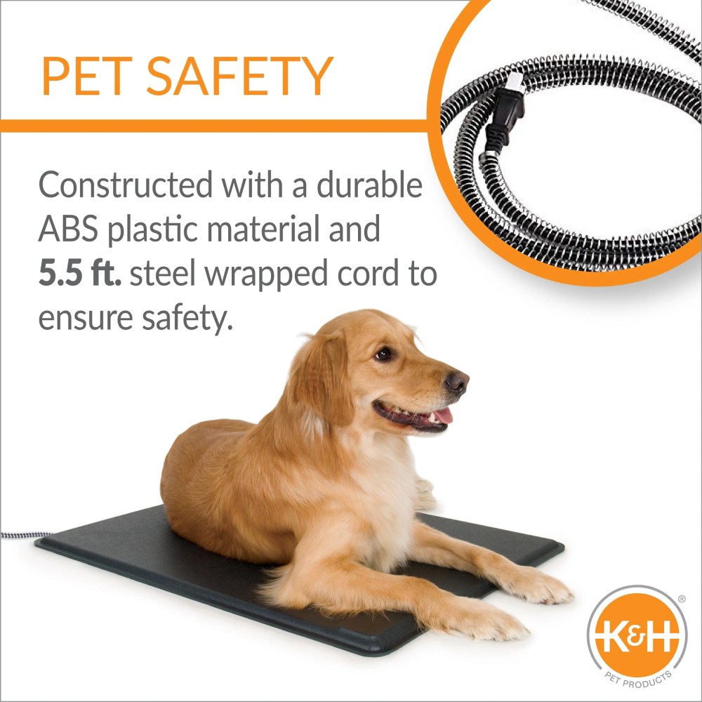 K&H Pet Products Original Lectro-Kennel Outdoor Heated Dog Pad with Free Cover Black Large 28.5 X 22.5 Inches - Image 2