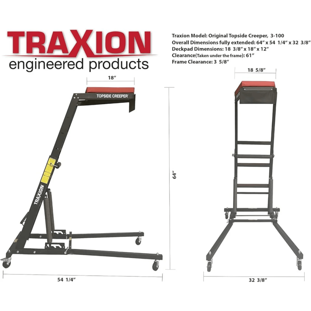 Traxion 3-100 Adjustable Topside Creeper With Padded Deck And Locking Casters - Image 9