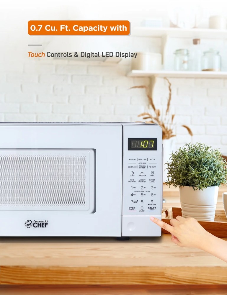 Commercial Chef CHM770W 0.7 Cubic Feet Microwave Oven,White - Image 2