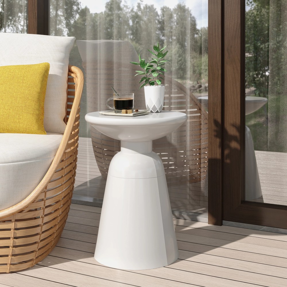 Aston Metal Outdoor Side Table,White