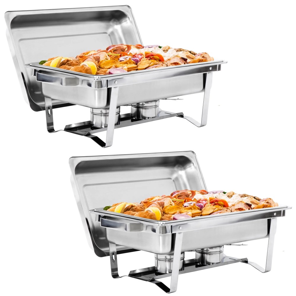 ZENSTYLE 4 Pack 8QT Chafing Dish High-Grade Stainless Steel Pans Catering Full Size Includes Food Pan,Water Pan and Fuel Holders - Image 5