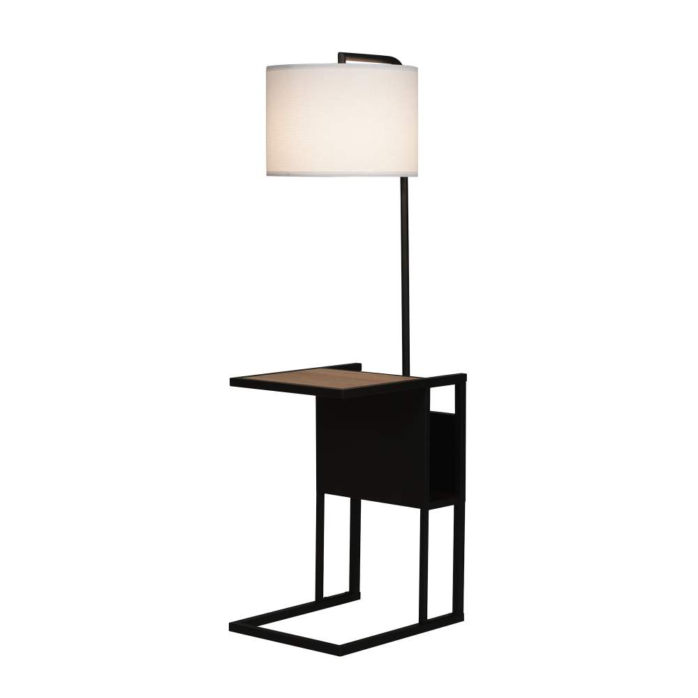 Better Homes & Gardens 54" Matte Black Metal Floor Lamp with Faux Wood Table and Magazine Rack