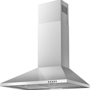 Joeaonz Wall Mount Range Hood 450 CFM Stainless Steel Convertible Ducted/Ductless with Task Light & 3-Speed Fan