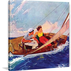Marmont Hill Couple Sailing by R.J. Cavaliere Painting Print on Canvas
