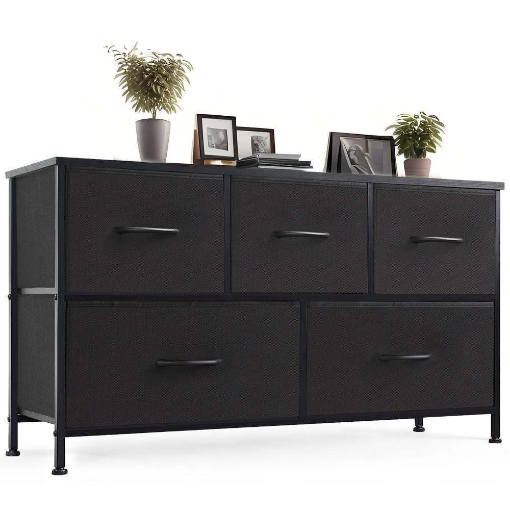 JIOABL Dresser for Bedroom with 5 Drawers,Fabric Cabinet,Storage Organizer Units Furniture,Black