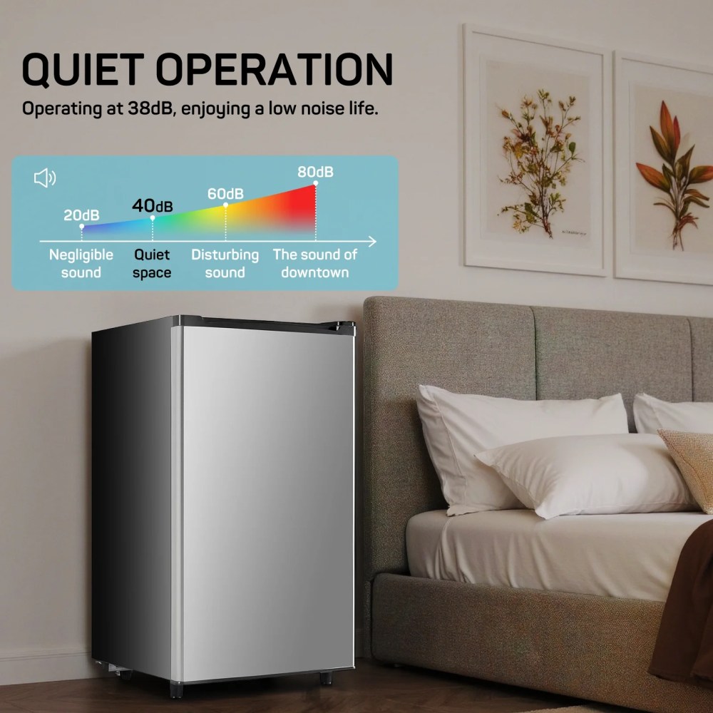TINKLE WELL 3.2 Cu Ft Mini Fridge with Freezer,Compact Single Door Refrigerator,Energy Efficient,Low Noise,Adjustable Thermostat for Bedroom,Dorm,Office,silver - Image 4