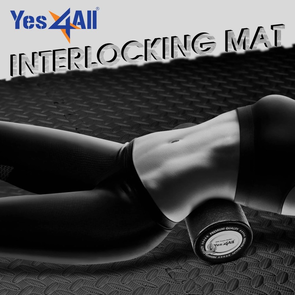 Yes4All 30 pcs Interlocking Exercise Foam Mats, Cover 120 sqft, 3/8 inch, Black Color - Image 3