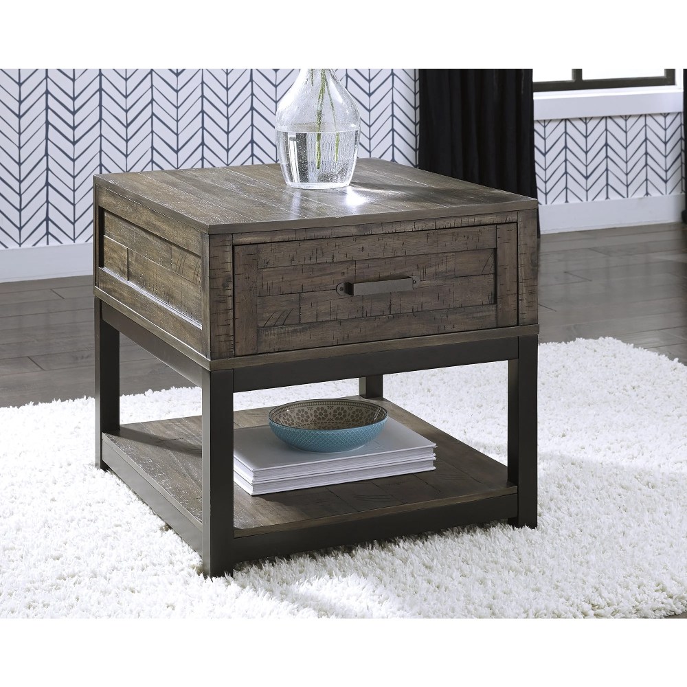 Signature Design by Ashley Casual Johurst End Table, Grayish Brown - Image 3