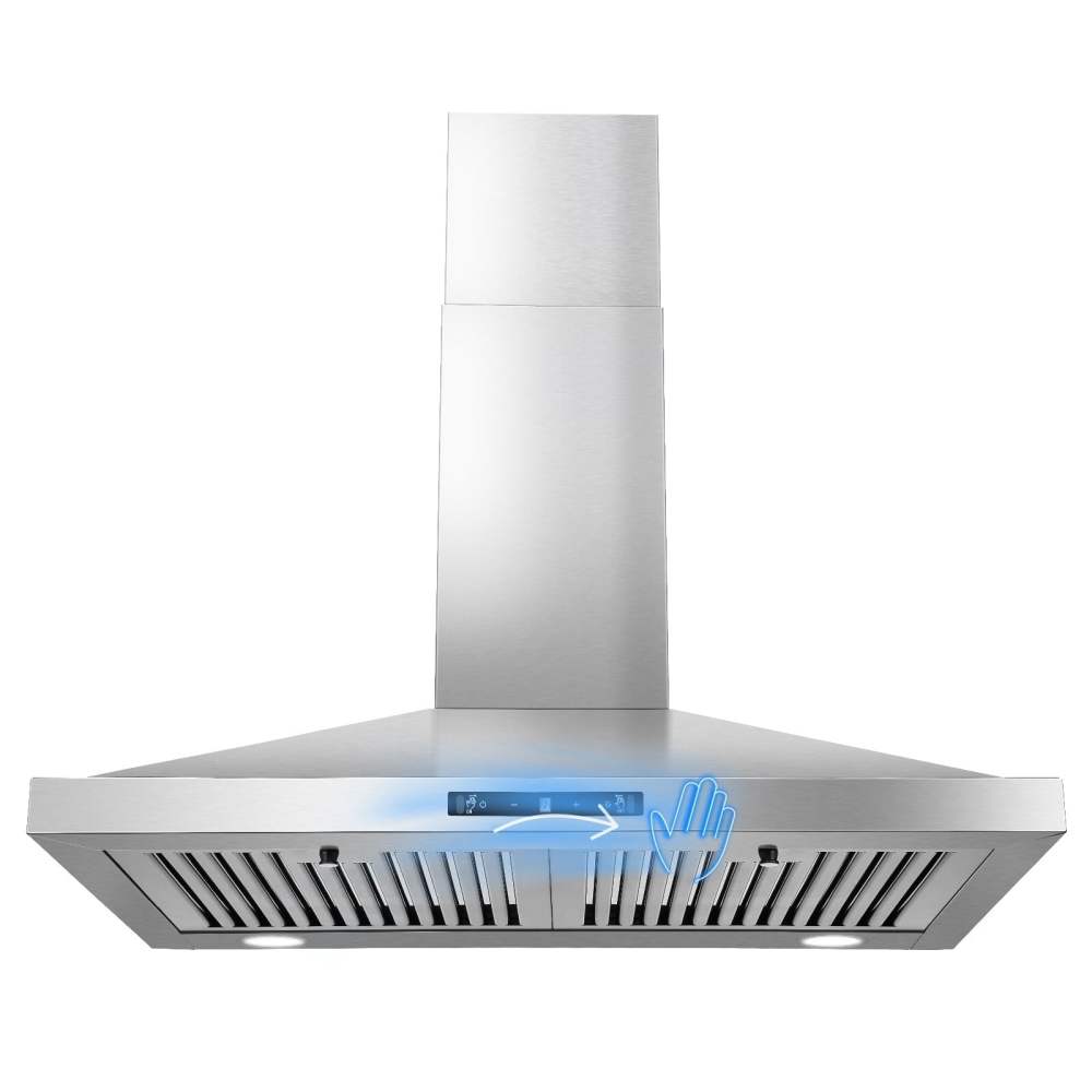 Joeaonz 30-Inch Stainless Steel Wall-Mounted Kitchen Range Hood,3-Speed Fan,Ducted/Ductless,Gesture Control