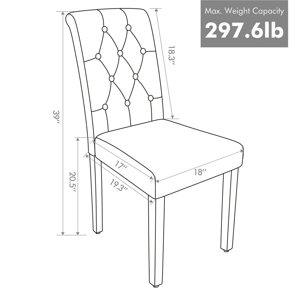 Alden Design Modern Tufted Padded Dining Chair with Tall Back, Set of 2, Gray - Image 8