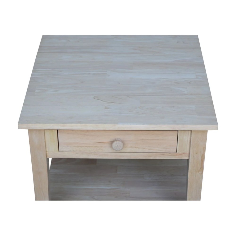 International Concepts Solid Wood Spencer End Table,Unfinished - Image 2