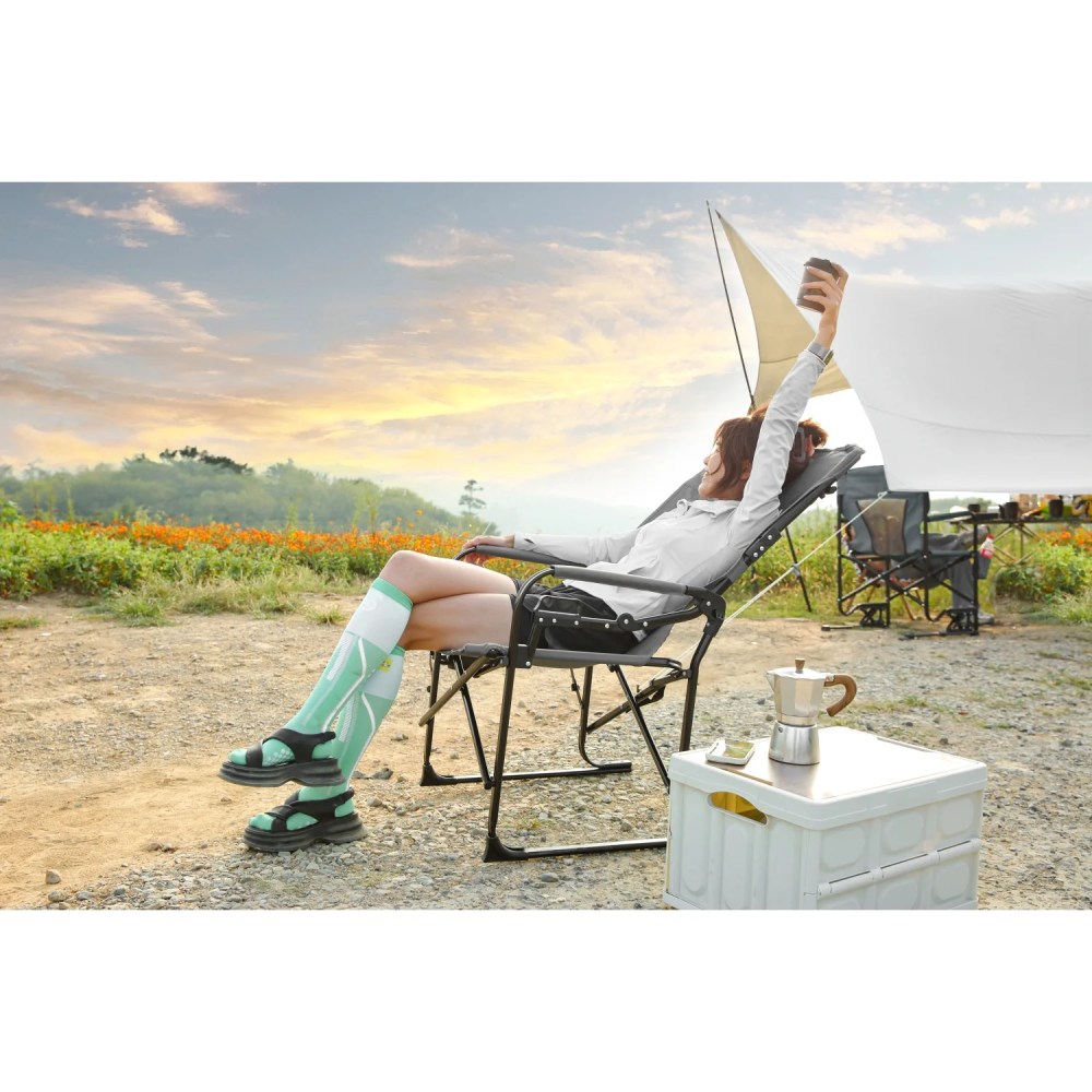 Camping Directors Chair, Heavy Duty, Oversized Portable Folding Chair with Side Table Grey