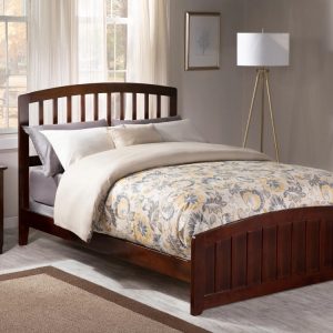 AFI Richmond Full Wood Platform Bed with Slatted Headboard and Footboard,Walnut