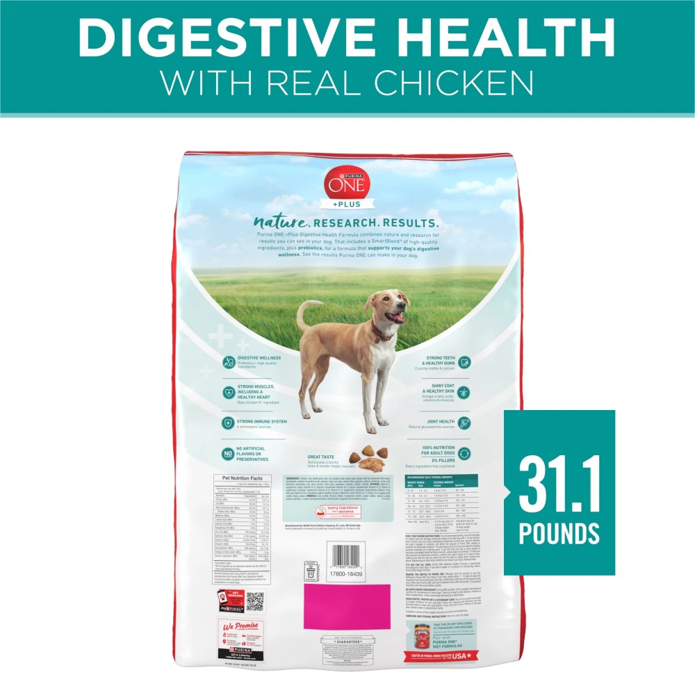 Purina One Plus Dry Dog Food for Adult Dogs, High Protein, Sensitive Stomach, Chicken, 31.1 lb Bag - Image 7