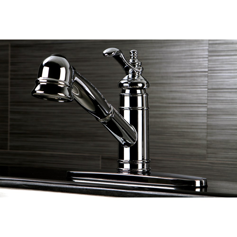 Kingston Brass GSC7571TL Single-Handle 1-or-3 Hole Deck Mount Pull-Out Sprayer Kitchen Faucet in Polished Chrome - Image 2