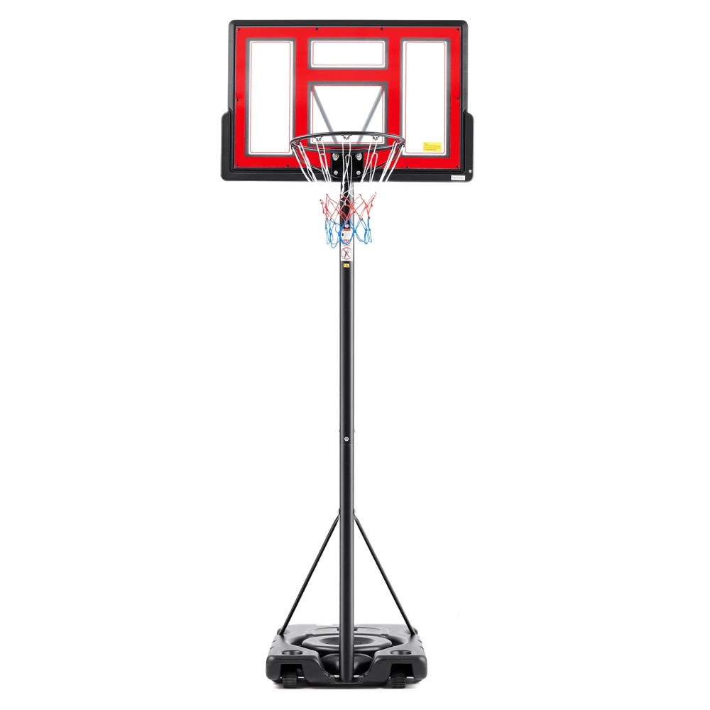 JIOABL 6.1ft-10ft Adjustable Height 44" Outdoor Basketball Hoop for Adult, Red