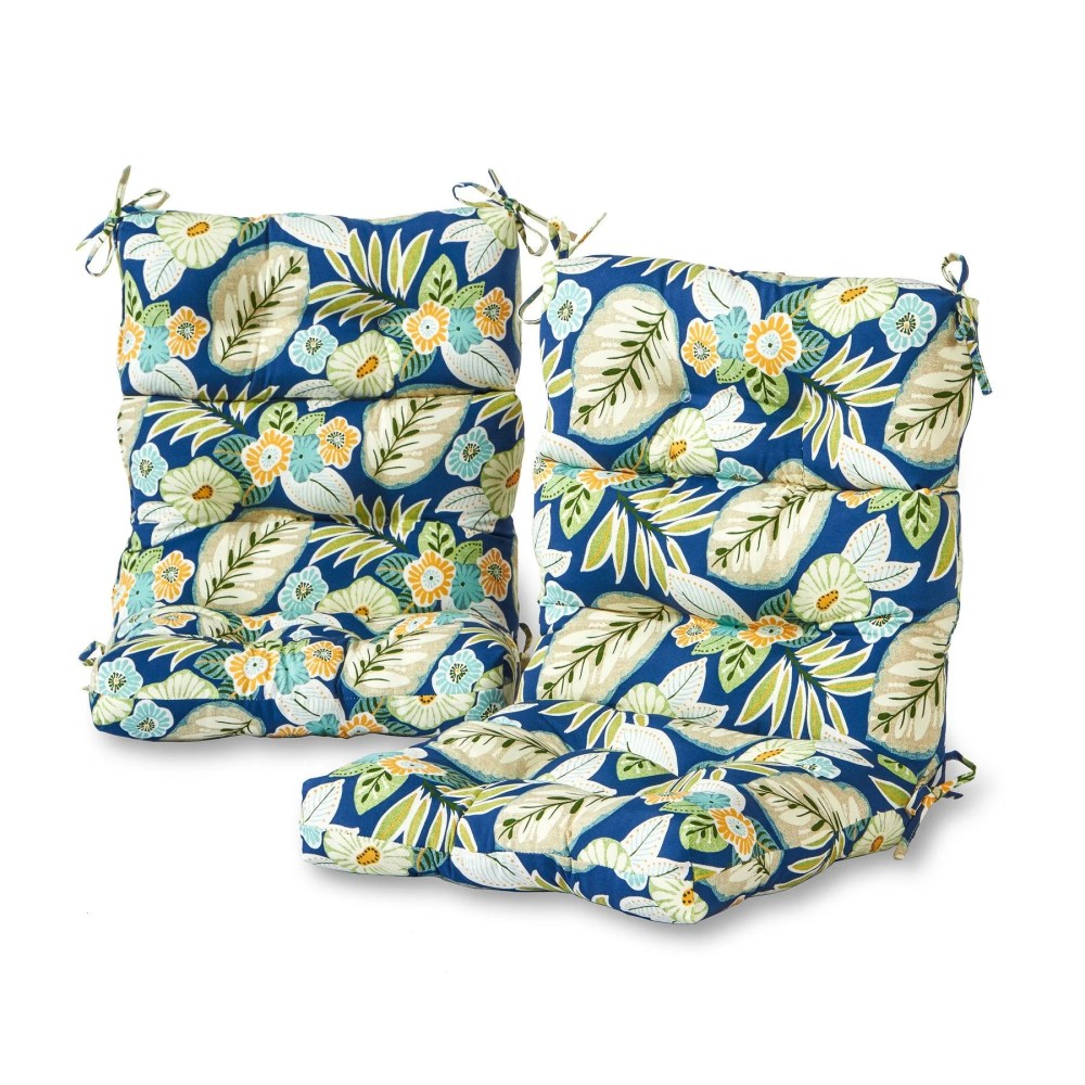Palm Leaves White 44 x 22 in. Outdoor High Back Chair Cushion (2-Pack) by Greendale Home Fashions - Image 47