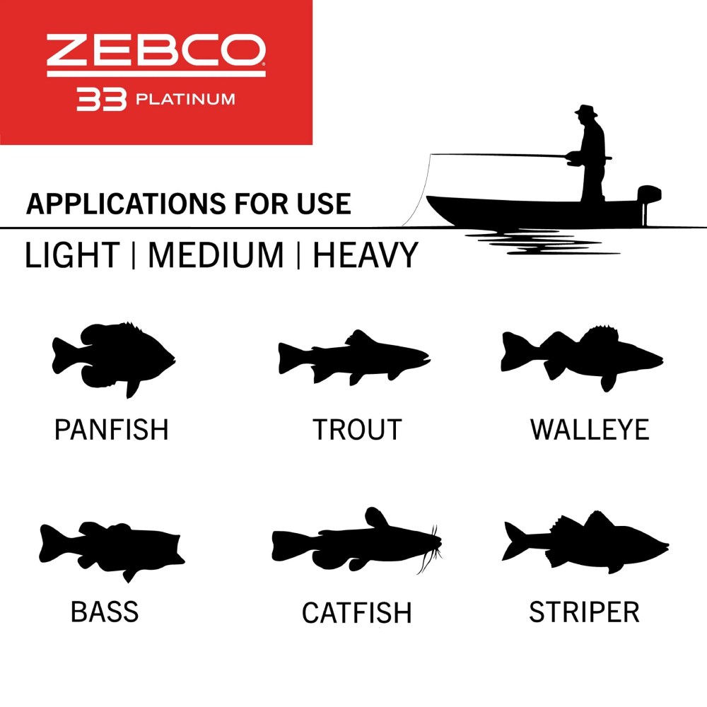Zebco 33 Platinum Spincast Reel and Fishing Rod Combo, 6-Foot 2-Piece Rod, Size 30 Reel, Silver - Image 2