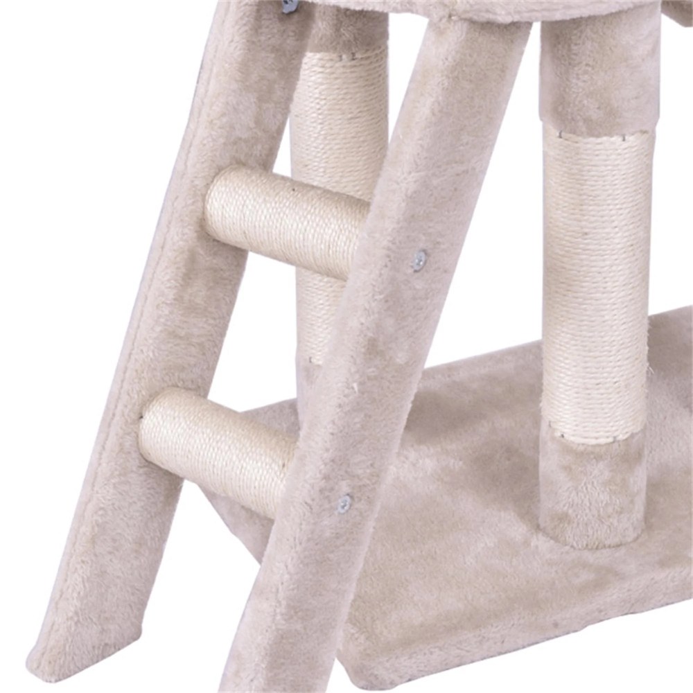 Pefilos 56" Cat Tree Tower for Indoor Cats with Ladder, Scratching Posts Cat Condo for Multiple Cats Jump Platform Cat Furniture Activity Center, Beige - Image 8
