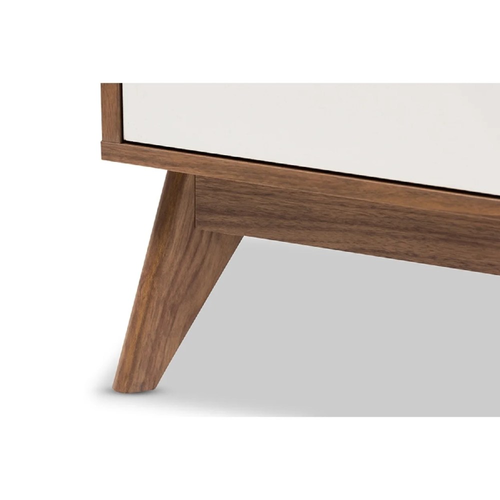 Baxton Studio Calypso Mid-Century Modern White and Walnut Wood 3-Drawer Storage Nightstand - Image 6