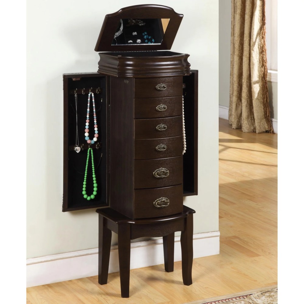 Joelle Jewelry Armoire,Espresso with Black Lining