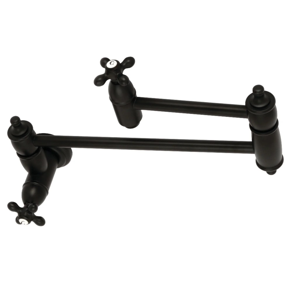 Kingston Brass KS3100AX Restoration Wall Mount Pot Filler Kitchen Faucet,Matte Black