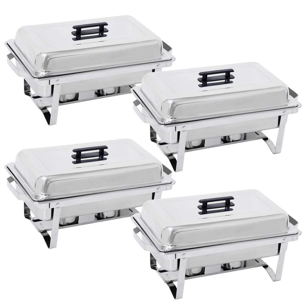 ZENSTYLE 4 Pack 8QT Chafing Dish High-Grade Stainless Steel Pans Catering Full Size Includes Food Pan,Water Pan and Fuel Holders