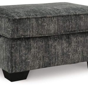 Signature Design by Ashley Lonoke Contemporary Firmly Cushioned Rectangular Ottoman,Dark Gray