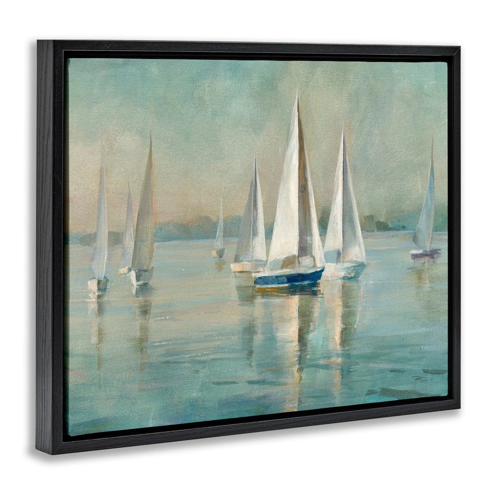 Stupell Industries Traditional Sailboats Water Lake Relaxed Nautical Painting Jet Black Framed Floating Canvas Wall Art, 1620, by Danhui Nai - Image 3