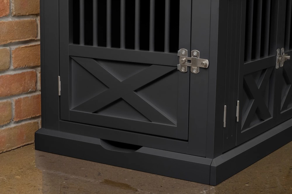 Contemporary Home Living 30.5" Black Rectangular Medium Slide Triple Door Dog Crate - Image 2