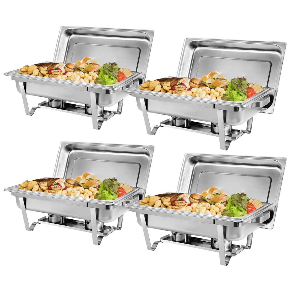 ZenStyle 4 Packs 8 Quart Chafing Dish Buffet Trays Chafer Stainless Steel with Warmer for Home Party Durable