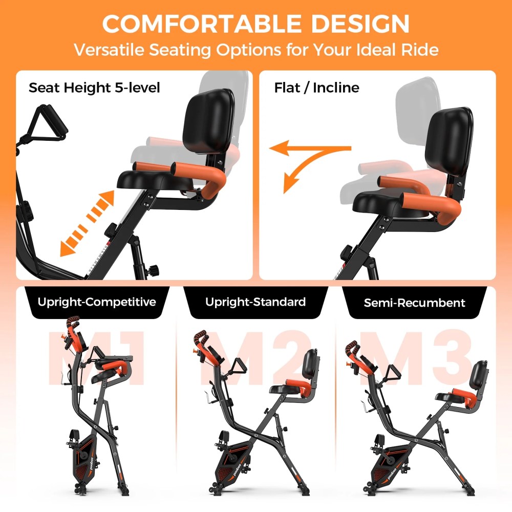 pooboo 3in1 Foldable Exercise Bike Indoor Cycling Bike Magnetic Stationary Bike Fitness Gym Workout 300lb - Image 6
