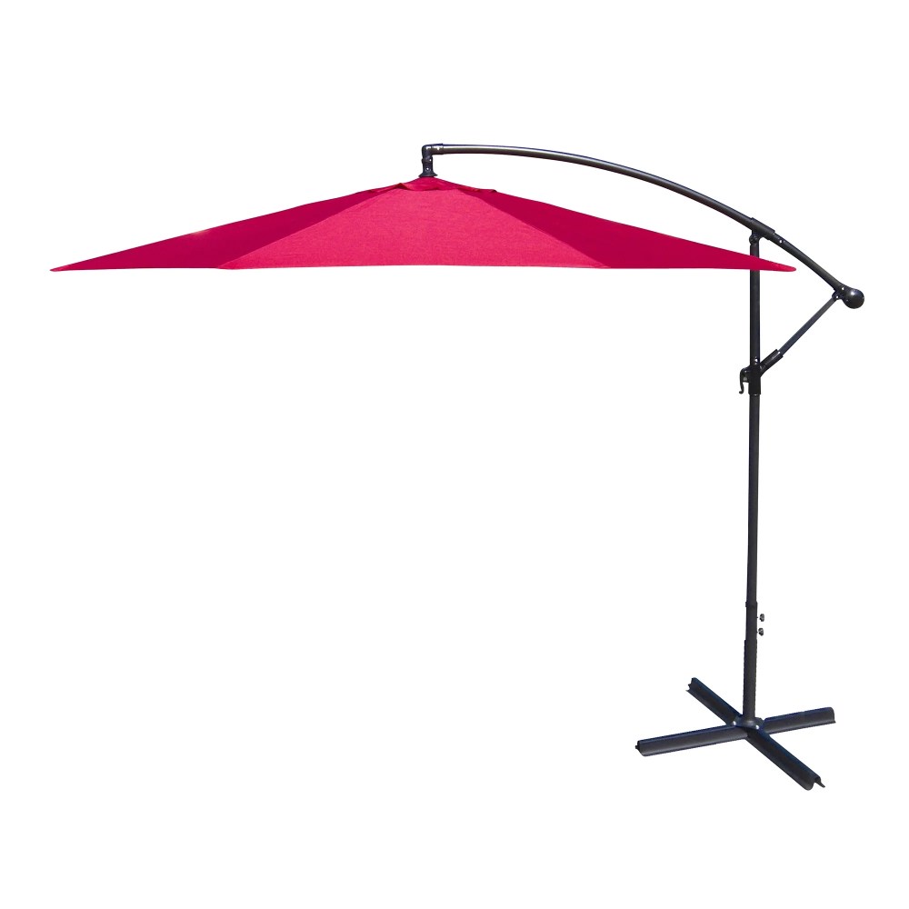 Jordan Manufacturing 8" Red Solid Octagon Folding Offset Cantilever Patio Umbrella with Crank Opening