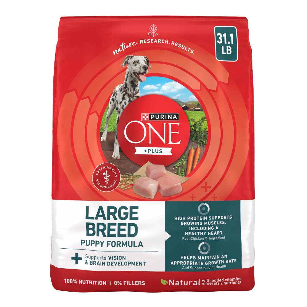 Purina One Plus Puppy Dry Dog Food for Large Dogs High Protein Growth Support,  Real Chicken,  31.1 lb Bag