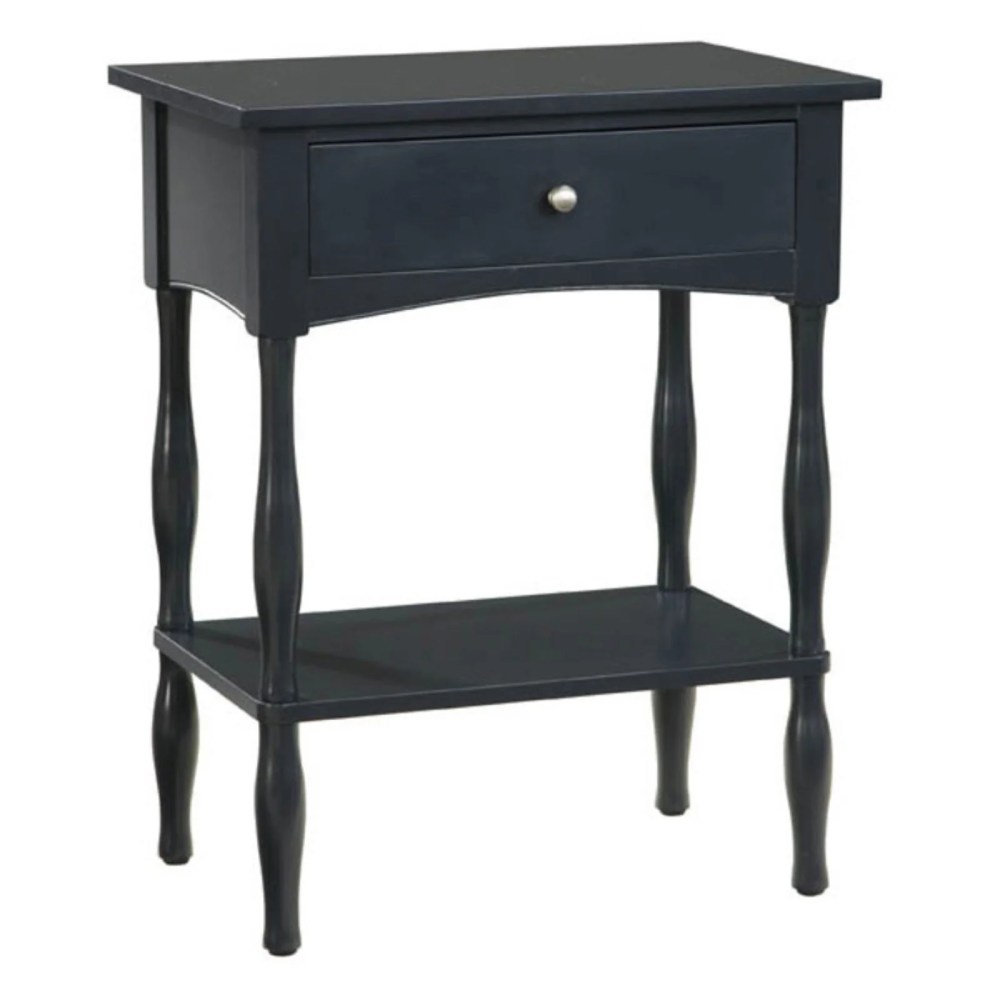 Alaterre Furniture Shaker Cottage End Table with Drawer and Shelf,Painted Accent Furniture,Charcoal Gray