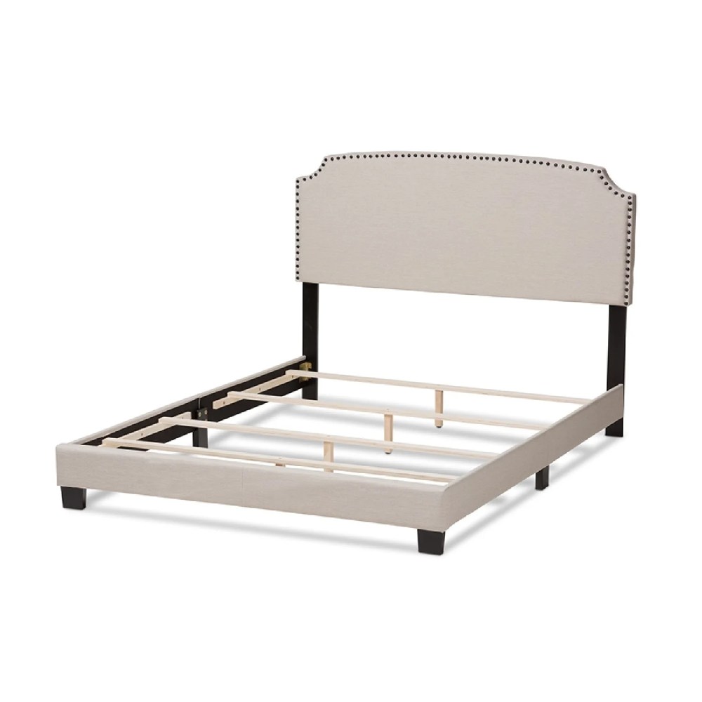 Baxton Studio Odette Modern and Contemporary Light Beige Fabric Upholstered King Size Bed - Image 6