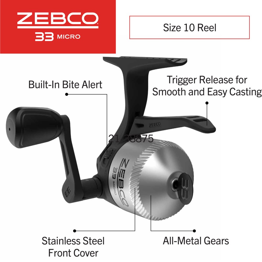 Zebco 33 Micro Trigger Spincast Reel and Fishing Rod Combo, Pre-Spooled 4-Pound Line, Silver/Black - Image 3