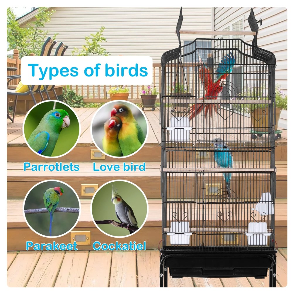 BestPet Large 64 in Metal Flight Cage with Rolling Stand, Black - Image 7