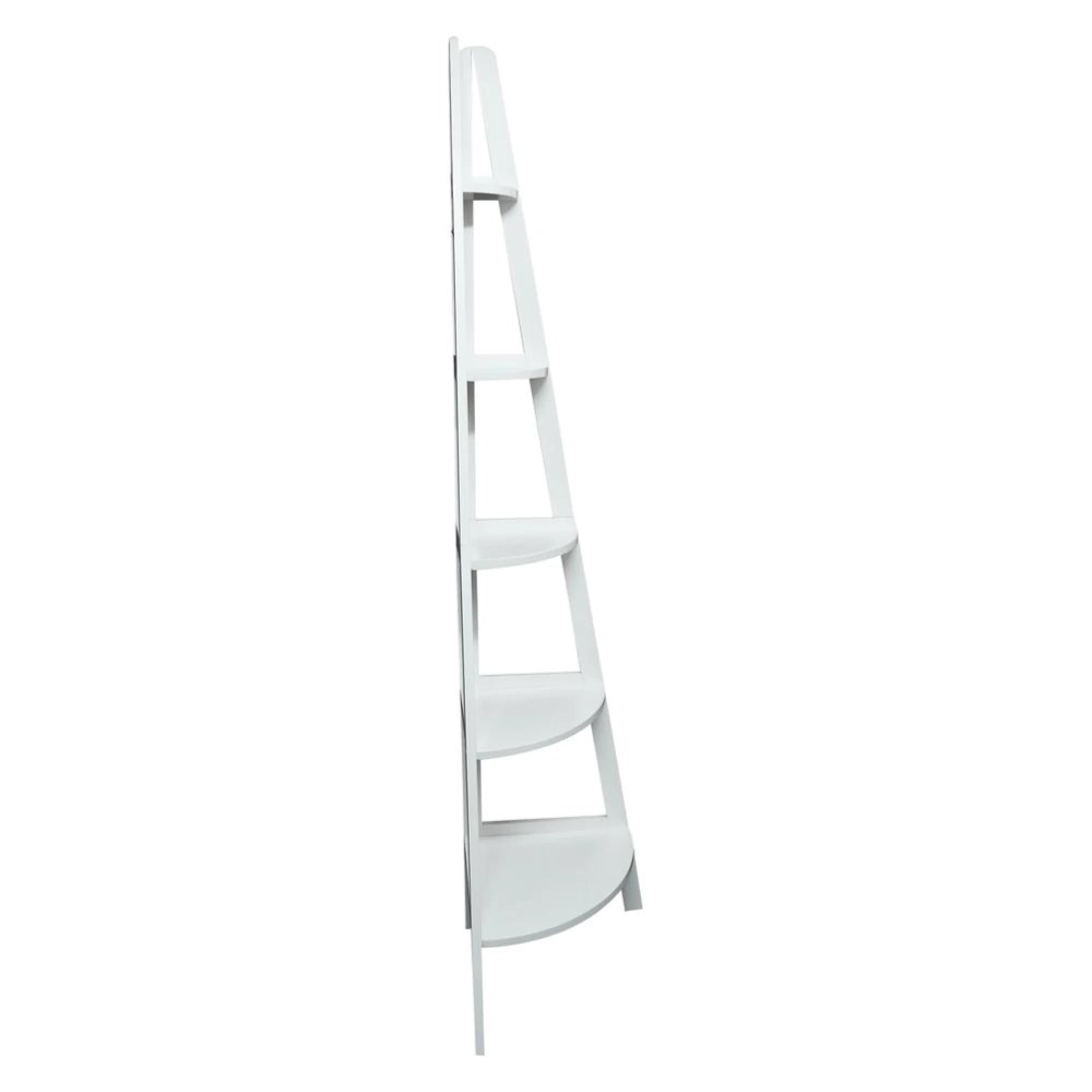 5-Shelf Corner Ladder Bookcase - White - Image 2