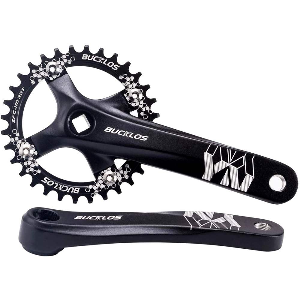 BUCKLOS 104 BCD Mountain Bike Single Speed Crankset, 170mm MTB Square Taper Crankset with Plating Chainring (Multicolor) 30/32/34/36/38T, Replacement for Bicycle Crank Arm Set