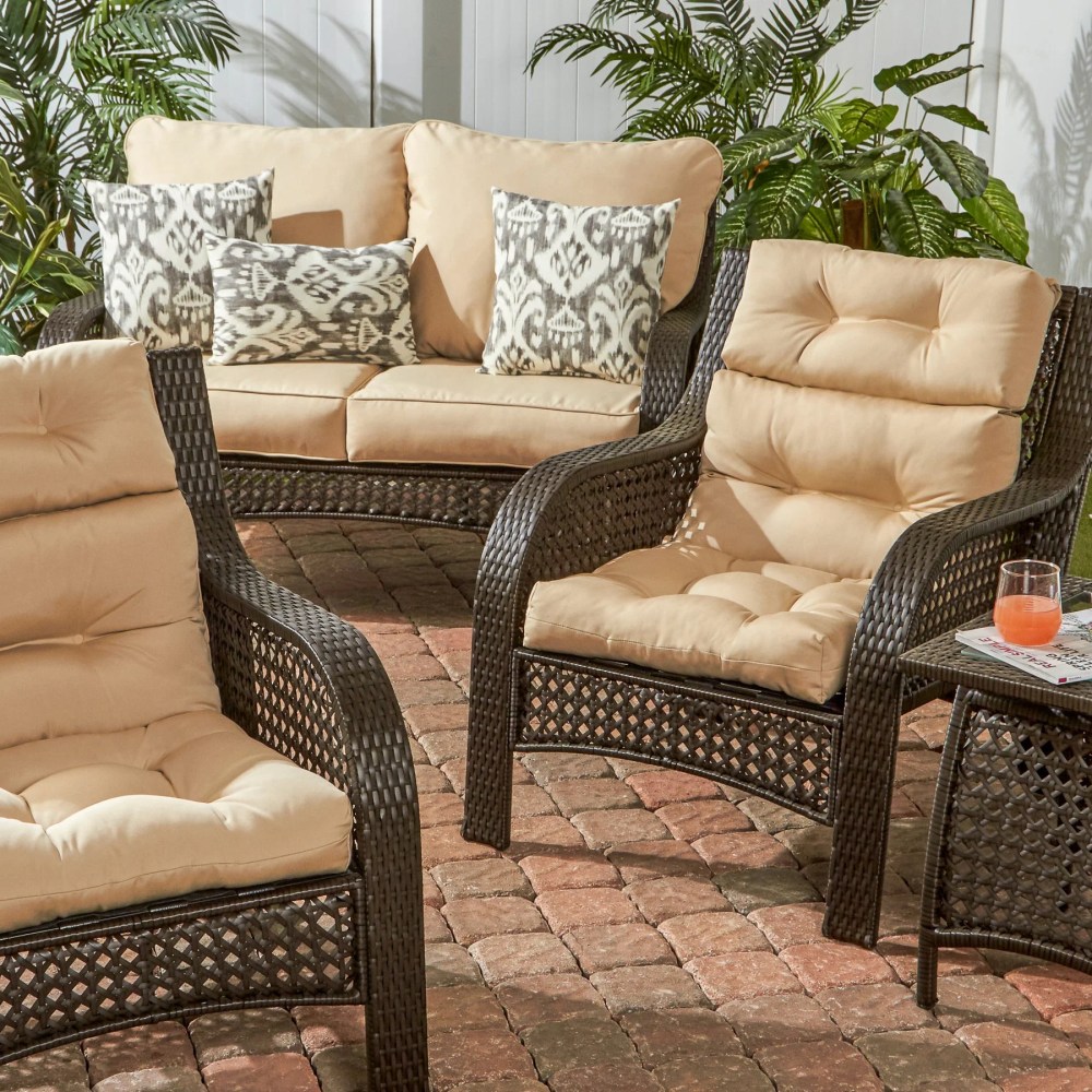 Palm Leaves White 44 x 22 in. Outdoor High Back Chair Cushion (2-Pack) by Greendale Home Fashions - Image 66